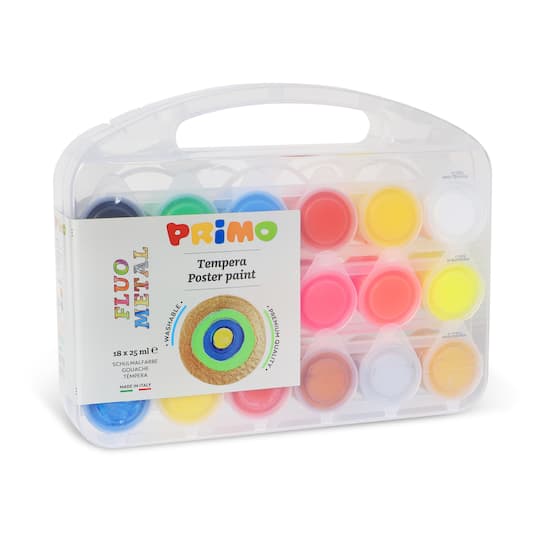 PRiMO 18 Color Premium Tempera Paint Pot Carry Set